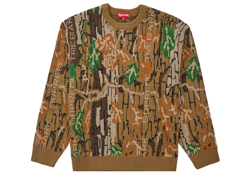 Supreme Trebark Camo Sweater Brown L Supreme Brown Tree Bark Camo