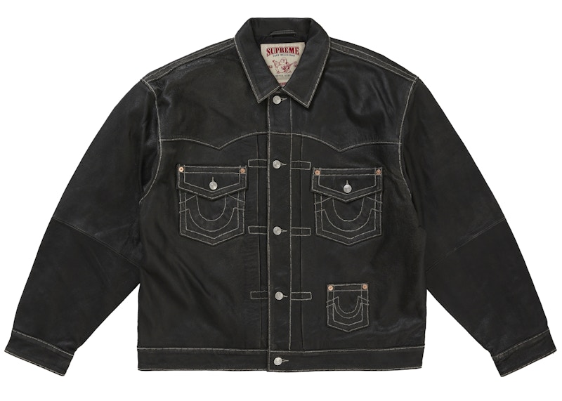 Supreme True Religion Leather Trucker Jacket Black
