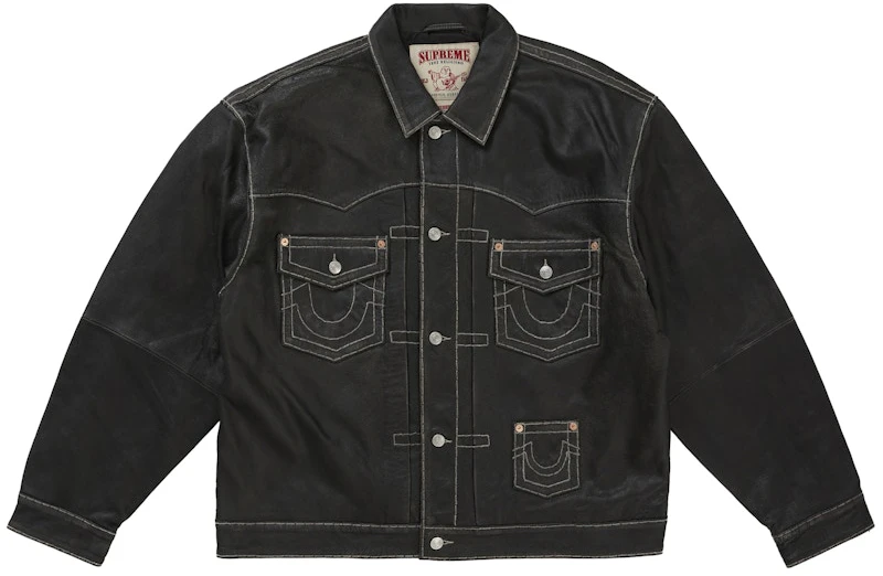 supreme-true-religion-leather-trucker-jacket-black
