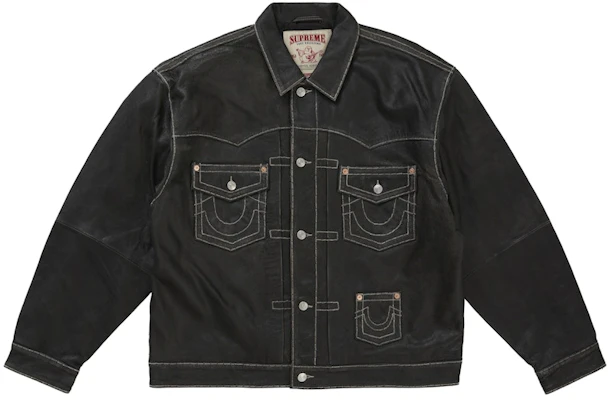 Supreme True Religion Leather Trucker Jacket Black Buy Supreme True Religion Leather Trucker Jacket Black