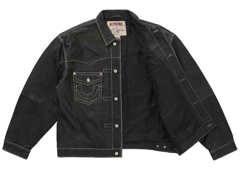 Supreme True Religion Leather Trucker Jacket Black 圖 2