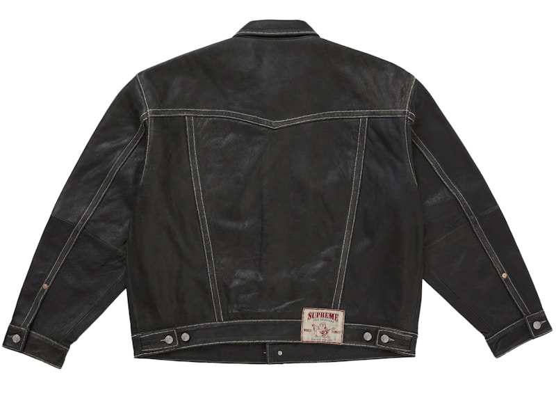 Supreme True Religion Leather Trucker Jacket Black 圖 3