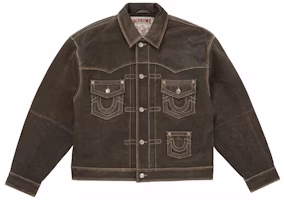 Supreme True Religion Leather Trucker Jacket Brown Supreme True Religion Leather Trucker Jacket Brown