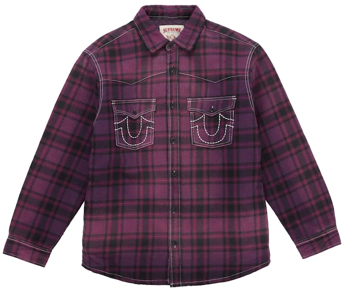 supreme-true-religion-quilted-lined-plaid-flannel-shirt-purple