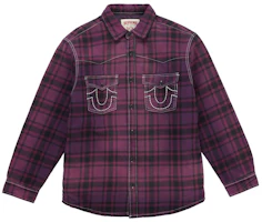 Supreme True Religion Quilted Lined Plaid Flannel Shirt Purple Supreme True Religion Quilted Lined Plaid Flannel Shirt Purple