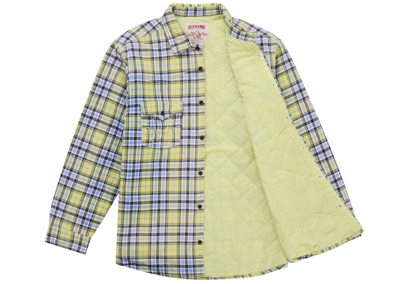 Order シュプリーム トゥルーレリジョン キルティング裏地付きチェック柄フランネルシャツ イエロー