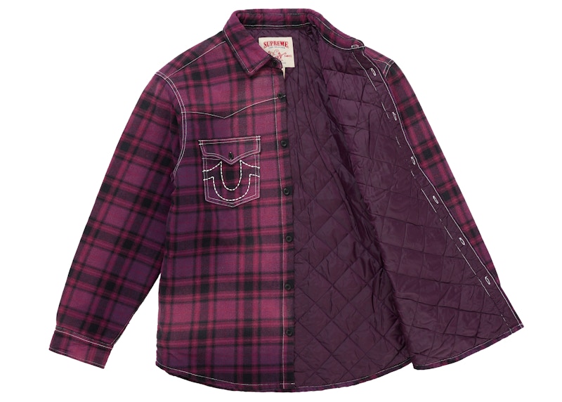 Order シュプリーム トゥルーレリジョン キルティング ラインド チェック柄 フランネルシャツ パープル