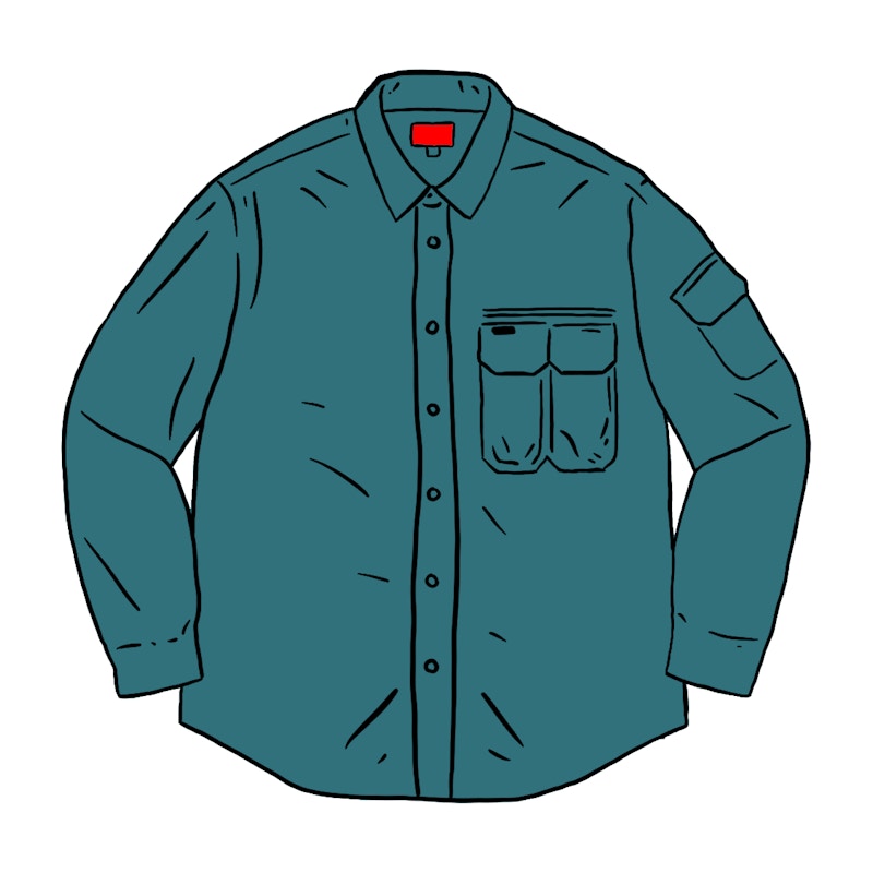 Supreme Twill Multi Pocket Shirt Teal Plaid