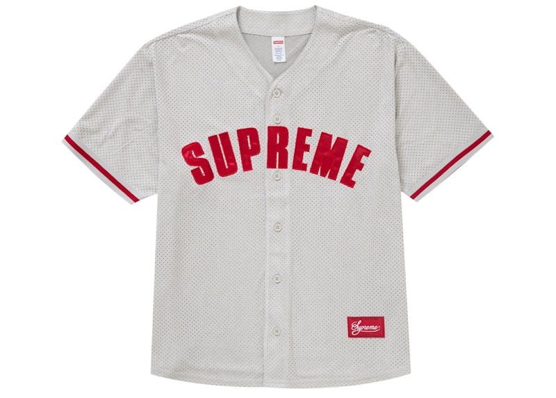 Supreme Ultrasuede Mesh Baseball Jersey Grey