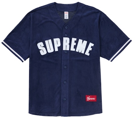 Supreme Ultrasuede Mesh Baseball Jersey Navy Buy Supreme Ultrasuede Mesh Baseball Jersey Navy
