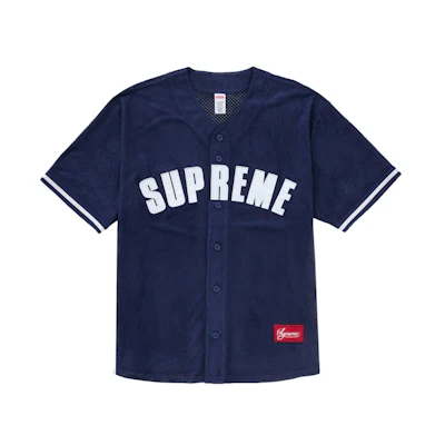 Supreme Ultrasuede Mesh Baseball Jersey Navy