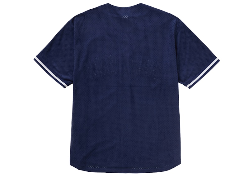 Order Supreme Ultrasuede Mesh Baseball Jersey Biru Navy