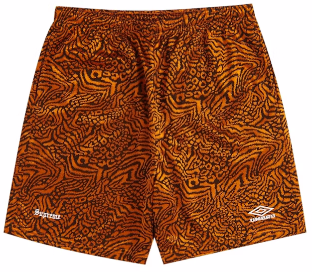supreme-umbro-jacquard-animal-print-soccer-short-orange