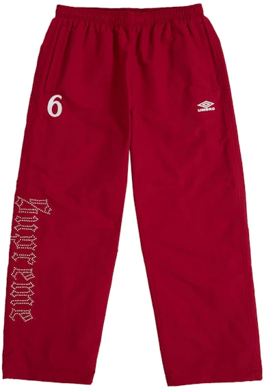 supreme-umbro-rhinestone-track-pant-red