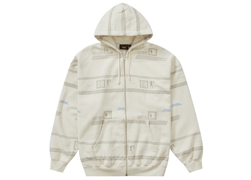 Buy Supreme Crackle Zip Up Hooded Sweatshirt Natural - Novelship