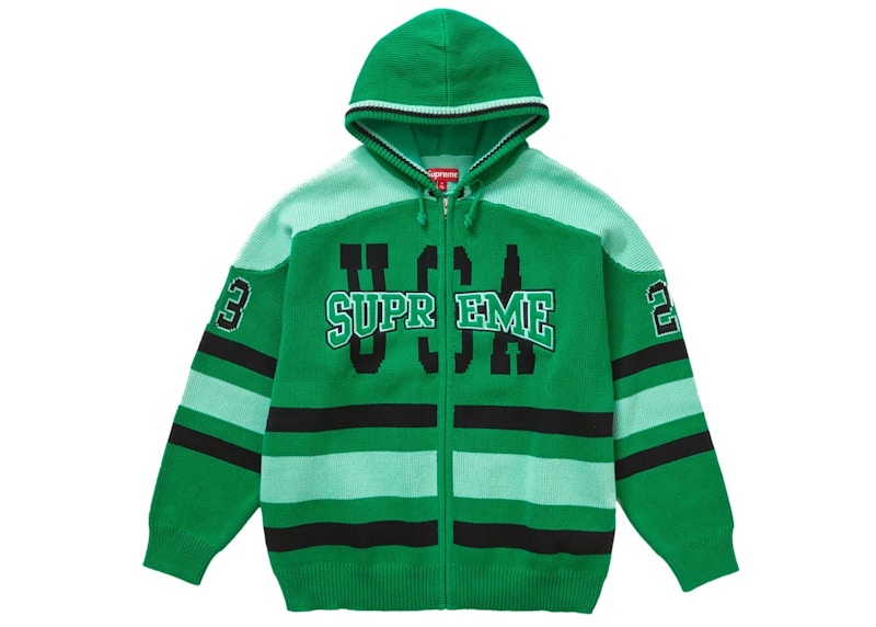 Buy Supreme USA Zip Up Hooded Sweater Green - Novelship