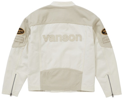 Supreme Vanson Leathers Cordura Cotton Jacket White Lookbook Supreme Vanson Leathers Cordura Cotton Jacket White