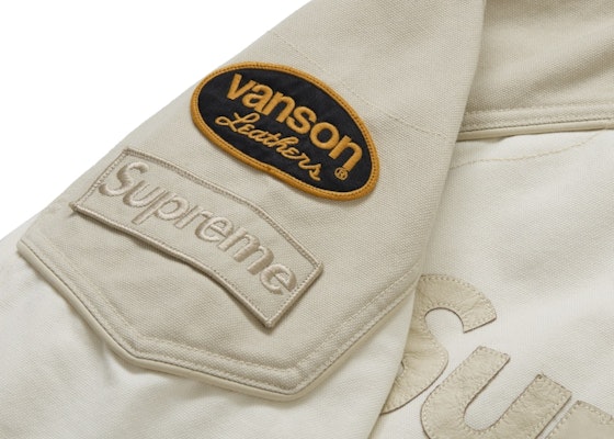 Supreme Vanson Leathers Cordura Cotton Jacket White Shop Supreme Vanson Leathers Cordura Cotton Jacket White