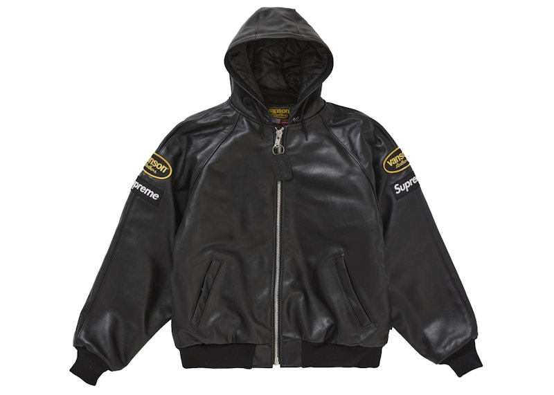 Supreme Vanson Leathers Hooded Work Jacket Black