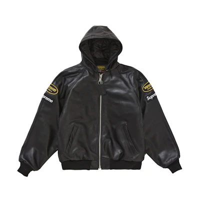 Supreme Vanson Leathers Hooded Work Jacket Black