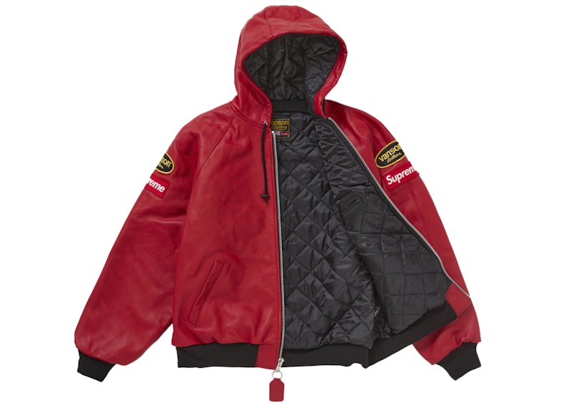 Supreme Vanson Leathers Hooded Work Jacket Red 圖 2