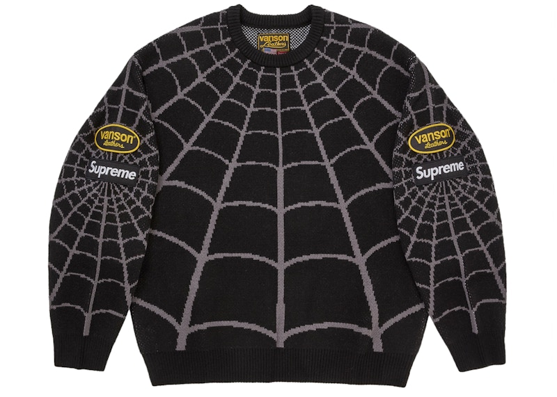 Supreme Vanson Leathers Spider-Man Sweater Black