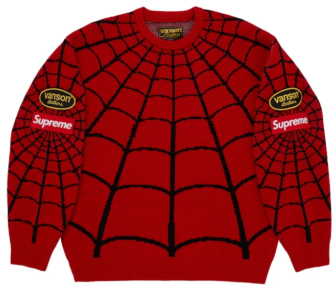 supreme-vanson-leathers-spider-man-sweater-red
