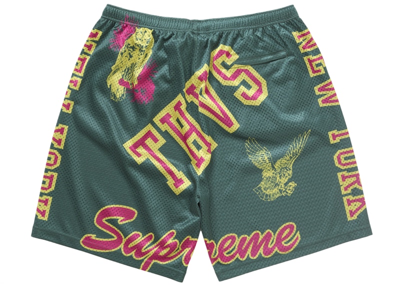 Order Supreme 綠色大學風網眼短褲