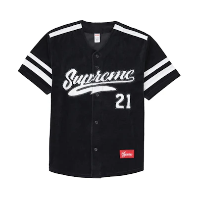 Supreme Velour Baseball Jersey Black