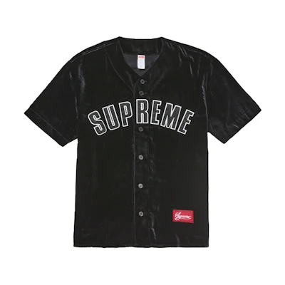 Supreme Velvet Baseball Jersey Black
