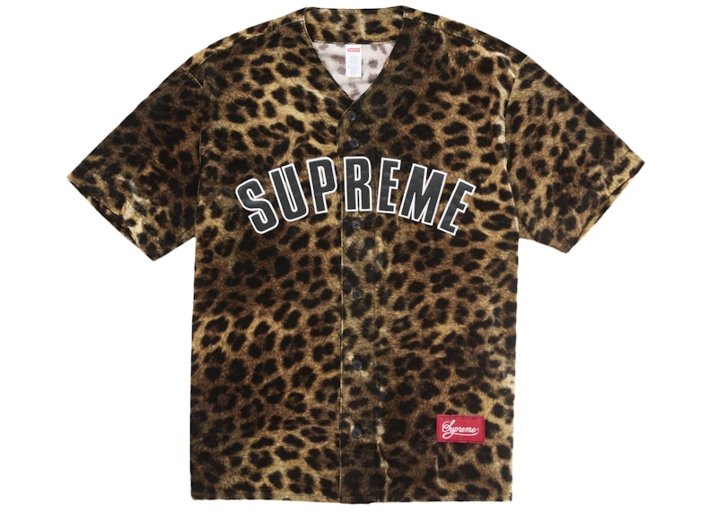 Supreme Velvet Baseball Jersey Leopard
