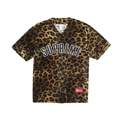 Supreme Velvet Baseball Jersey Leopard