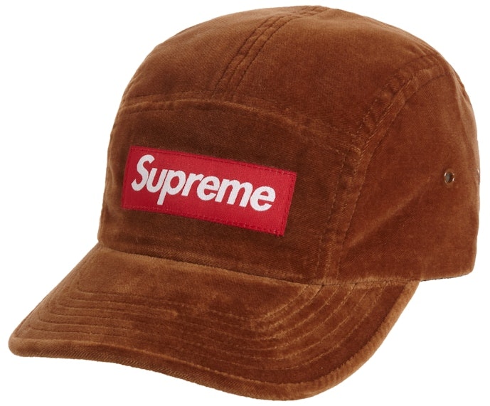 supreme-velvet-camp-cap-brown