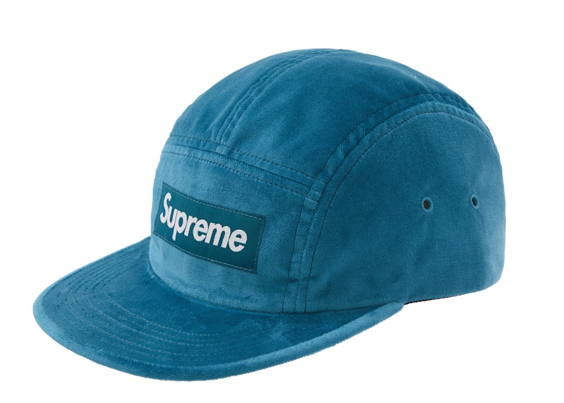 Buy Supreme Gorro Camp de Terciopelo Cian