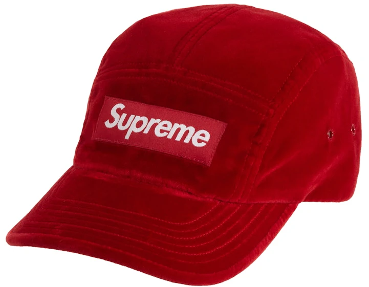 supreme-velvet-camp-cap-red