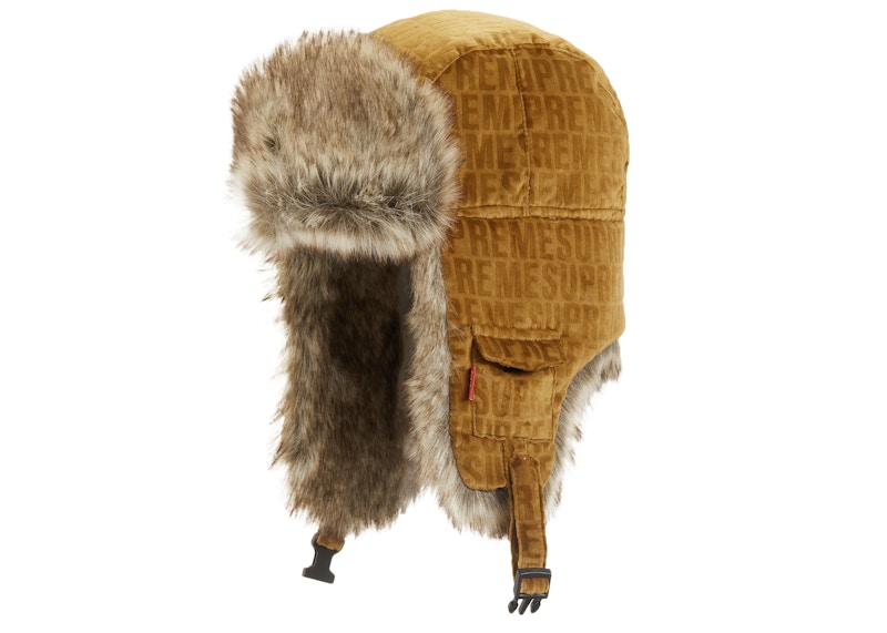 Buy Supreme 天鹅绒图案军帽棕色