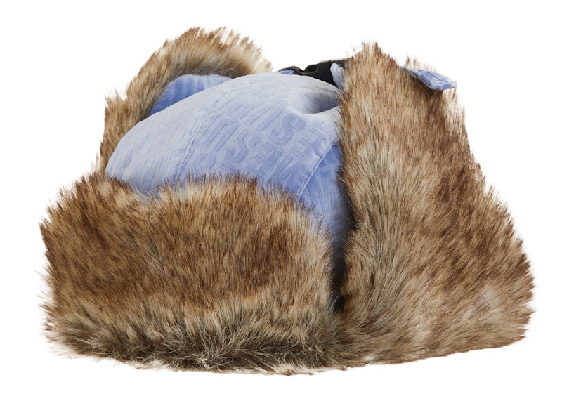 Lookbook 至尊天鵝絨圖案淺藍色飛行帽