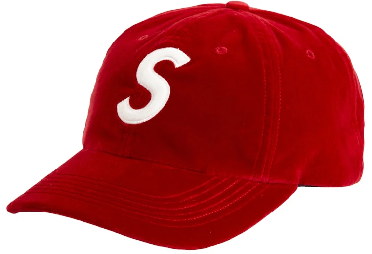 supreme-velvet-s-logo-6-panel-red