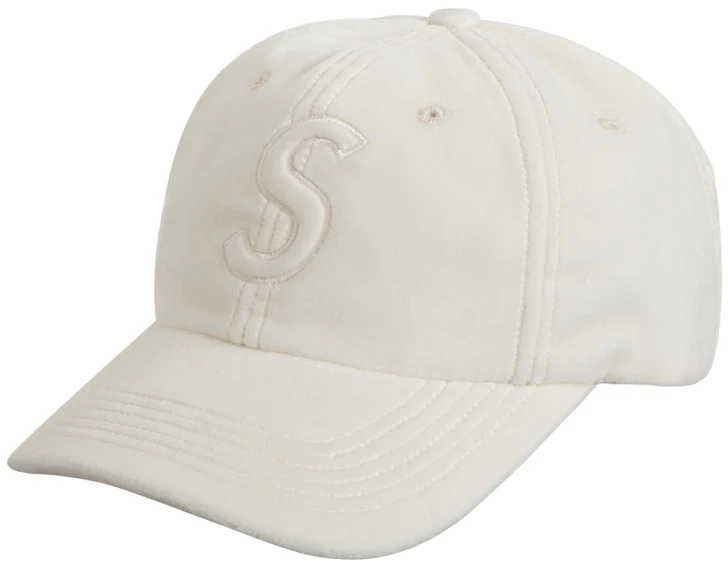 supreme-velvet-s-logo-6-panel-white