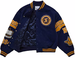 Order Supreme Veritas Varsity Jacket Navy Jaket Varsity Warna Biru Tua.