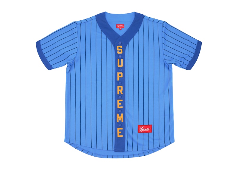 Supreme Vertical Logo Baseball Jersey Blue