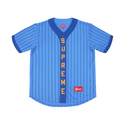 Supreme Vertical Logo Baseball Jersey Blue