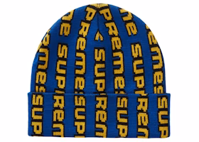 Supreme Vertical Logo Beanie Blue