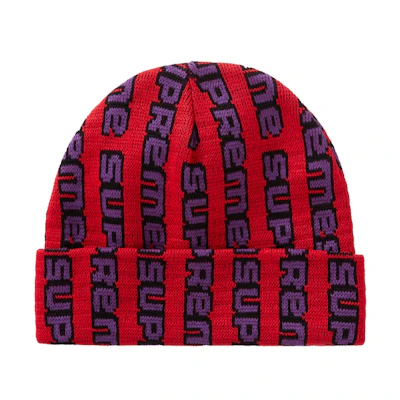 Supreme Vertical Logo Beanie Red
