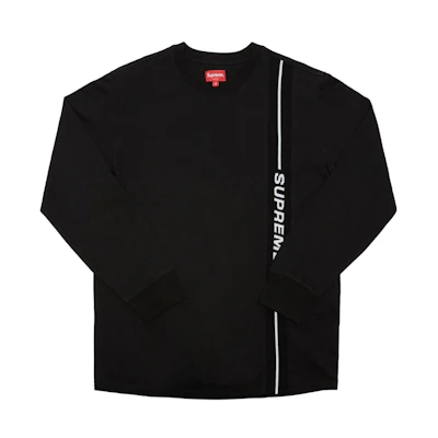 Supreme Vertical Logo Stripe LS Top Black