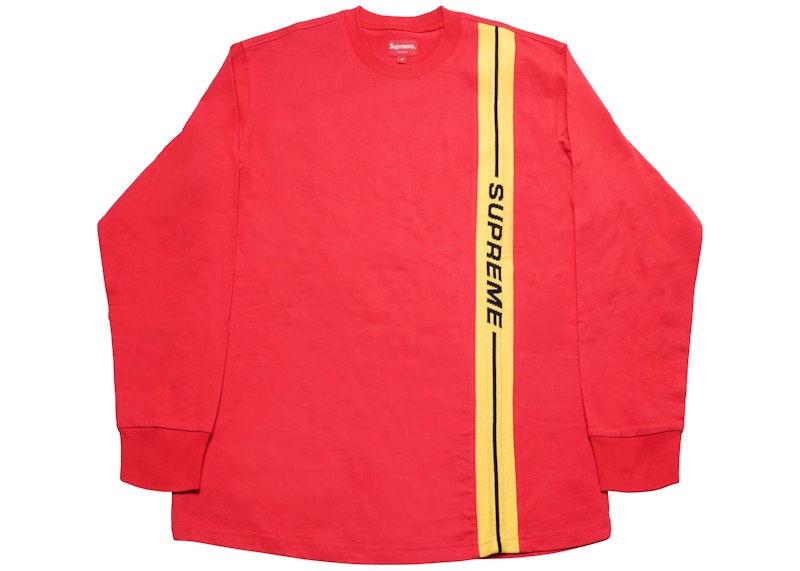 Supreme Vertical Logo Stripe LS Top Red