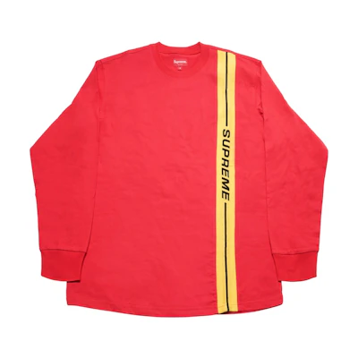 Supreme Vertical Logo Stripe LS Top Red