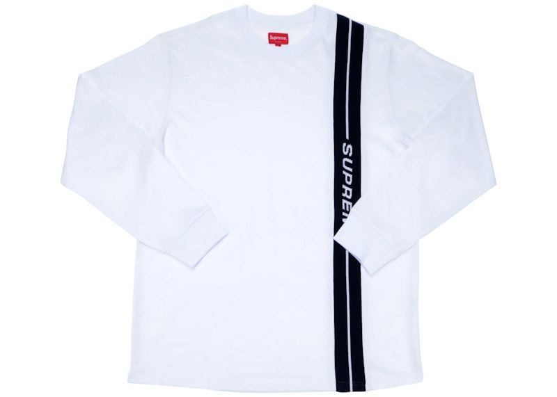 Buy Supreme 竖条纹标志长袖上衣 白色