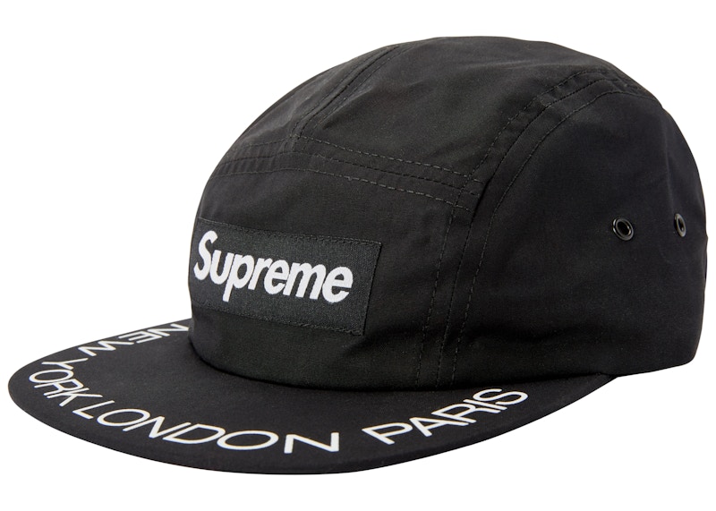 Buy Supreme Gorra Negra con Visera y Estampado Camp Cap