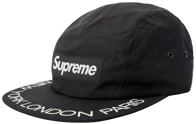 Supreme Gorra Negra con Visera y Estampado Camp Cap Buy Supreme Gorra Negra con Visera y Estampado Camp Cap